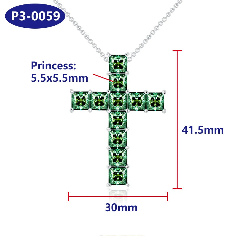 Green Diamond Cross Pendant-ToShay.org