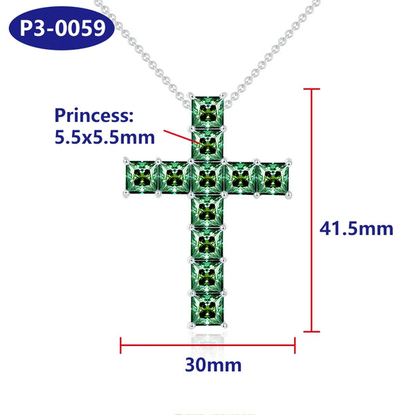 Green Diamond Cross Pendant-ToShay.org