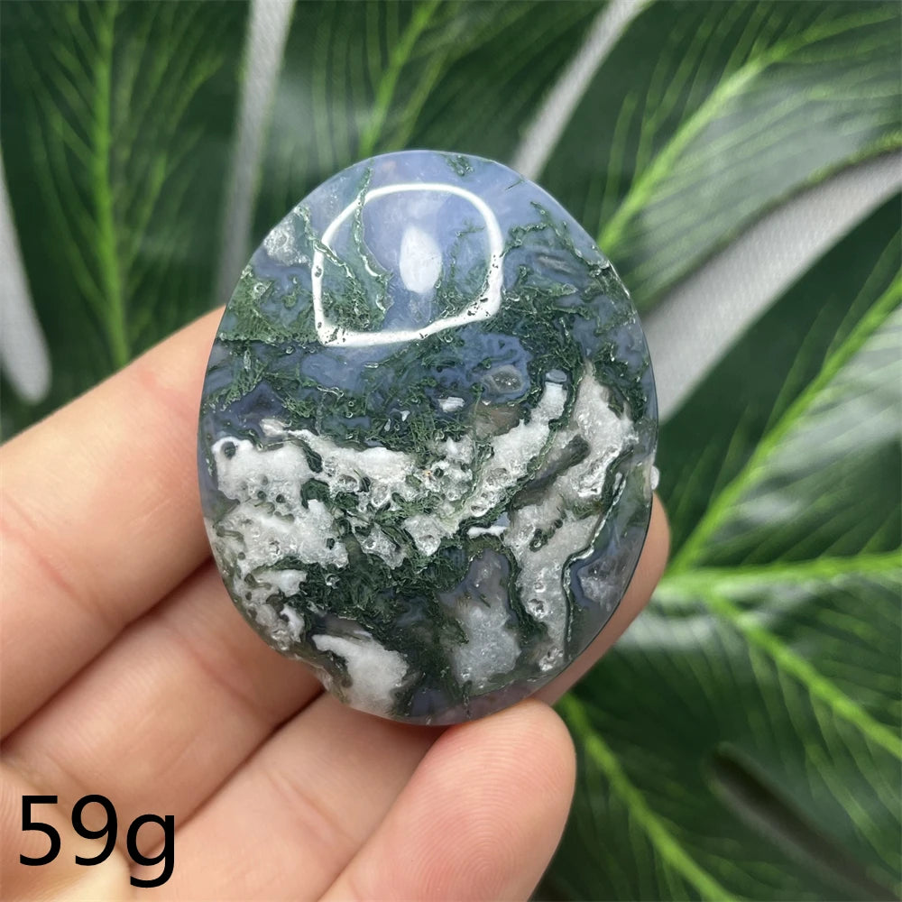 Green Moss Agate Palm Stone-ToShay.org