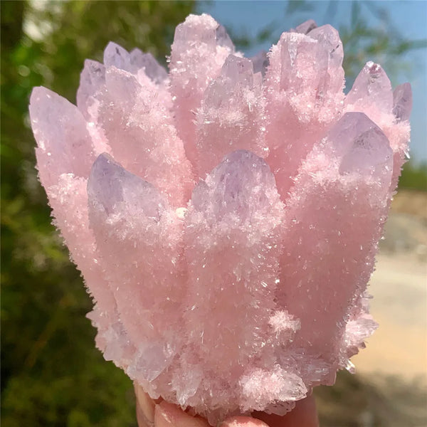 Pink Quartz Crystal Cluster-ToShay.org