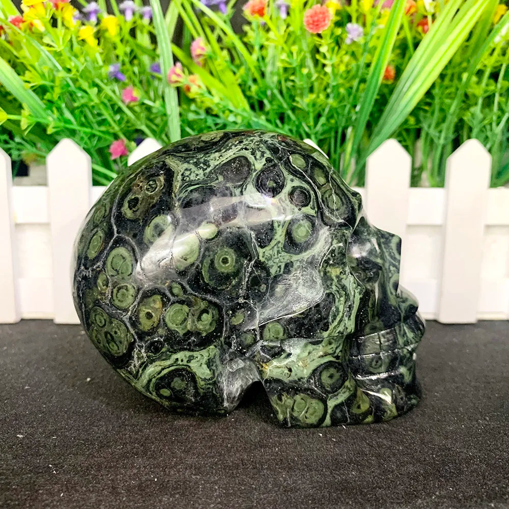 Natural Mineral Stone Kambaba Jasper Skull Hand Carved Healing Crystals Home Decor Collection Holiday Gifts-ToShay.org