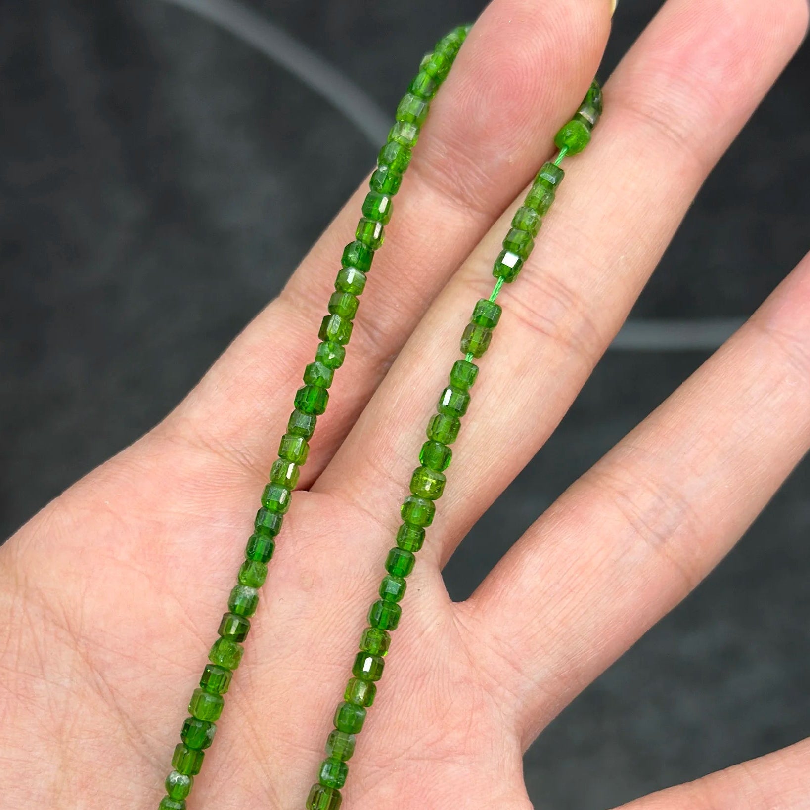 Green Diopside Cube Beads-ToShay.org