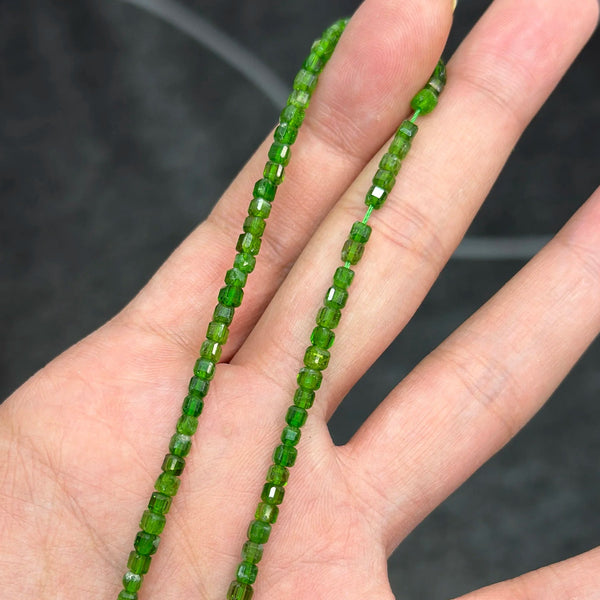 Green Diopside Cube Beads-ToShay.org