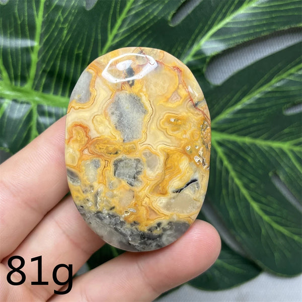 Yellow Crazy Agate Palm Stone-ToShay.org
