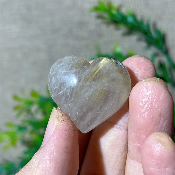 Gold Hair Rutile Quartz Heart-ToShay.org