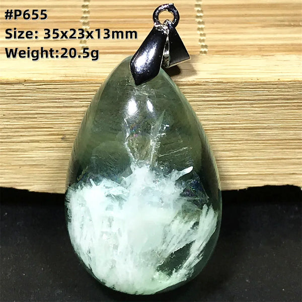 Green Feather Fluorite Pendant-ToShay.org