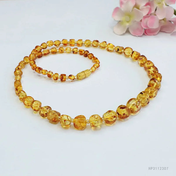 Yellow Amber Bead Necklace-ToShay.org