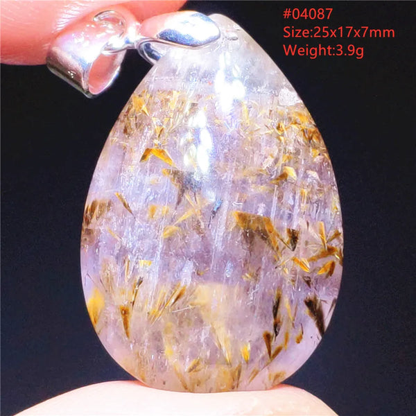 Purple Rutilated Auralite Pendant-ToShay.org