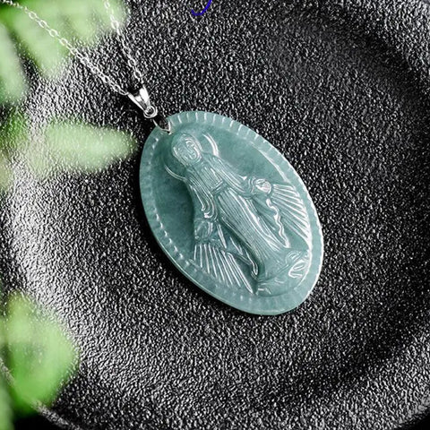 Blue Jadeite Mary Pendant-ToShay.org