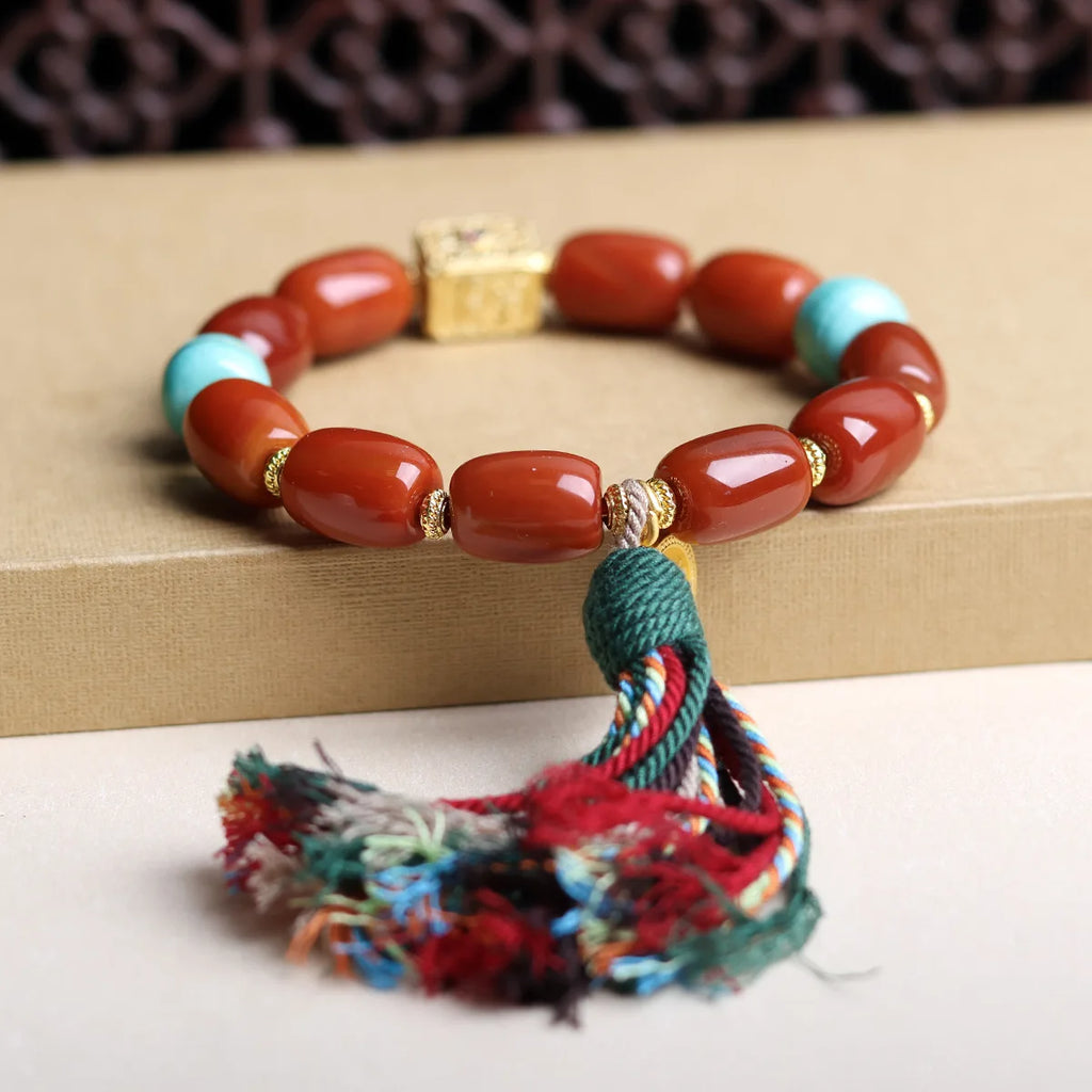 Red Agate Barrel Beads-ToShay.org