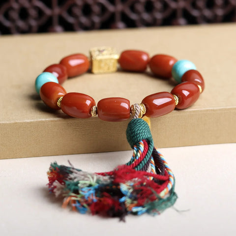 Red Agate Barrel Beads-ToShay.org