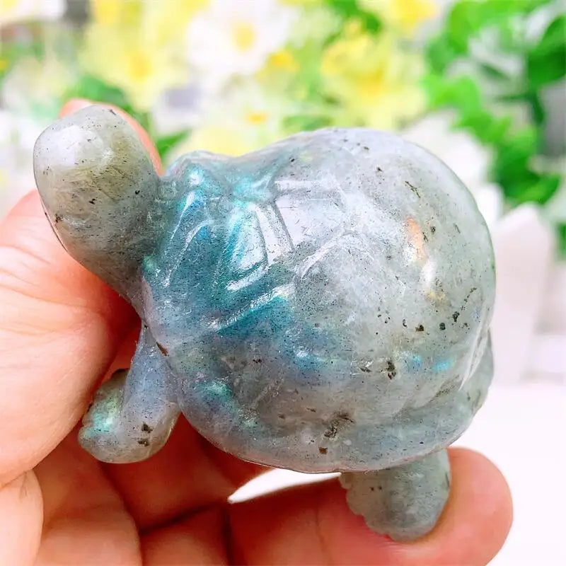 Natural Labradorite Turtle Carving Animal Model Crafts Fashion Home Decoration Healing Fengshui Gift 1pcs-ToShay.org
