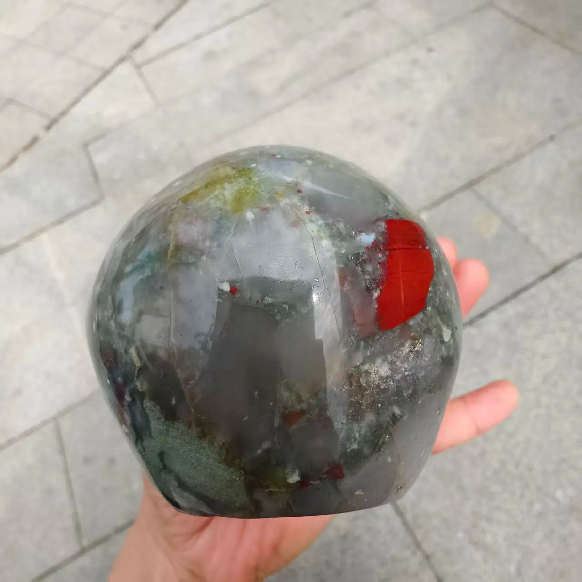 Natural Dragon's Blood Stone Skull, Crystal Quartz Ore Polished Skull, Mineral Healing-ToShay.org