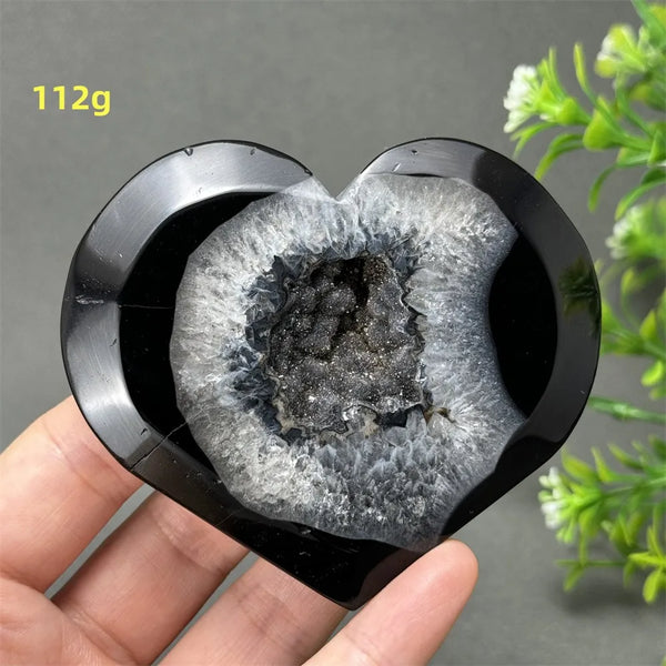 Black Agate Geode Heart-ToShay.org