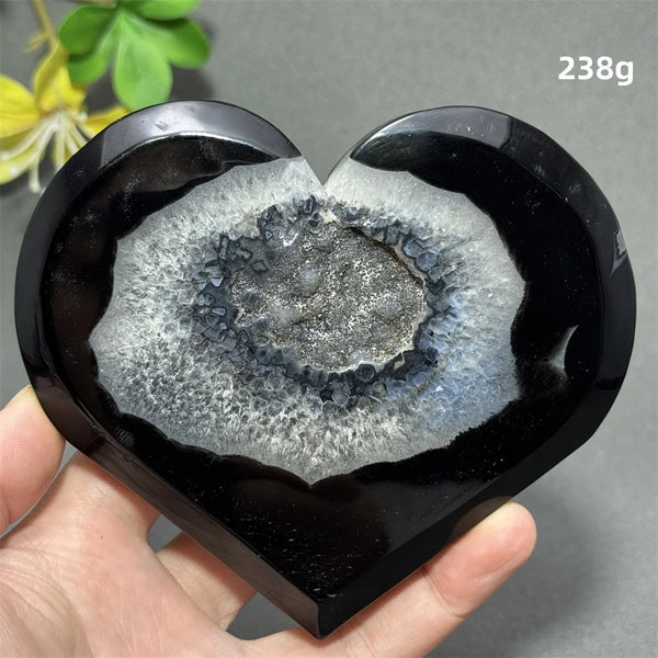 Black Agate Geode Heart-ToShay.org