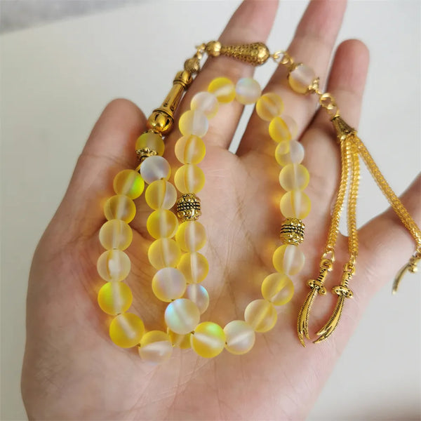 Yellow Frosted Prayer Beads-ToShay.org
