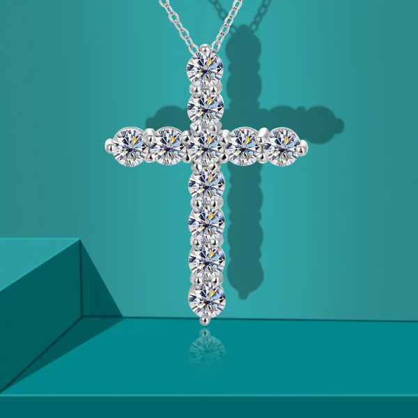Silver Diamond Cross Pendant-ToShay.org
