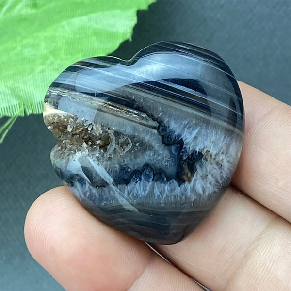 Black Agate Geode Heart-ToShay.org
