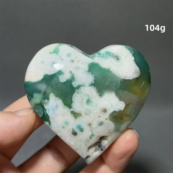 Green Sakura Agate Heart-ToShay.org