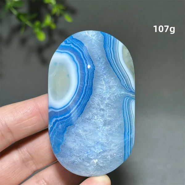Blue Agate Palm Stone-ToShay.org