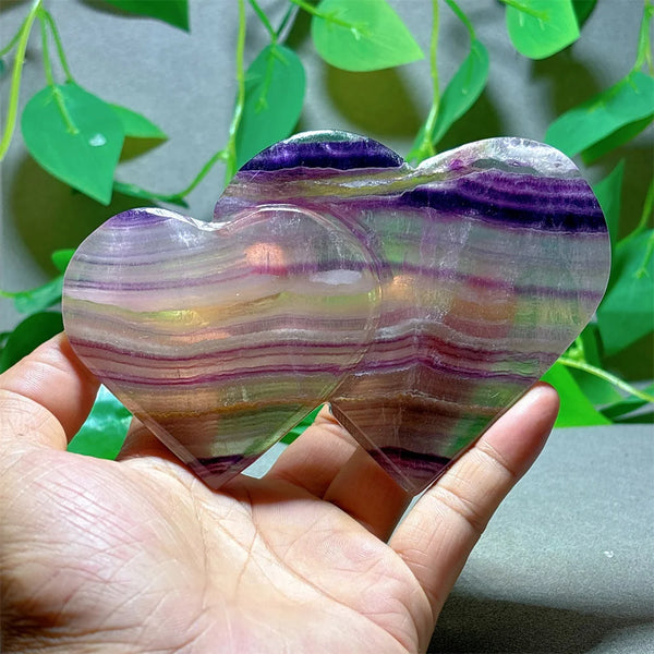 Rainbow Fluorite Double Heart-ToShay.org