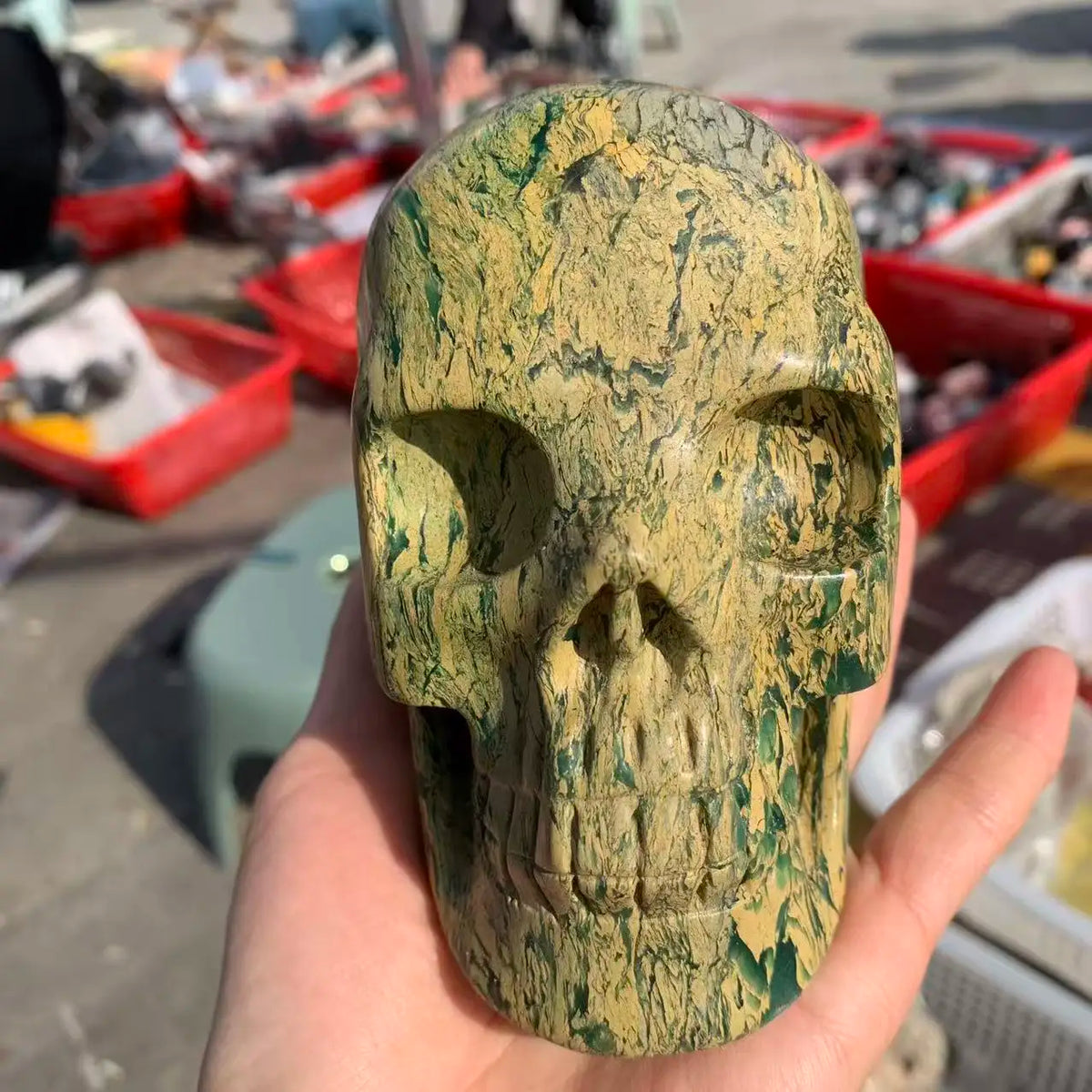 Yellow Banded Agate Skull-ToShay.org
