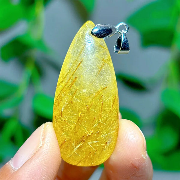 Gold Rutilated Quartz Pendant-ToShay.org