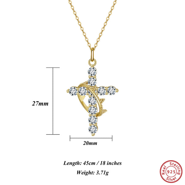 Silver Diamond Cross Pendant-ToShay.org