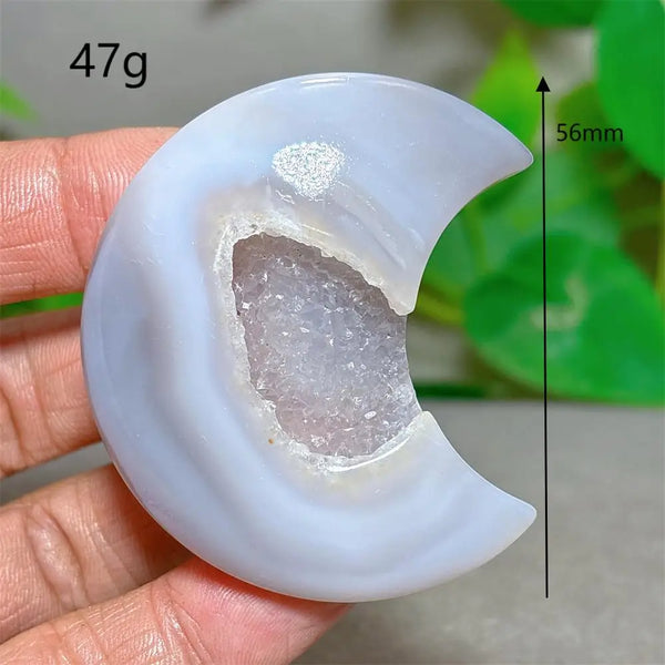 Grey Agate Silk Druzy Moon-ToShay.org