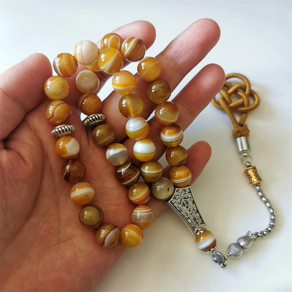 Orange Stripe Agate Prayer Beads-ToShay.org