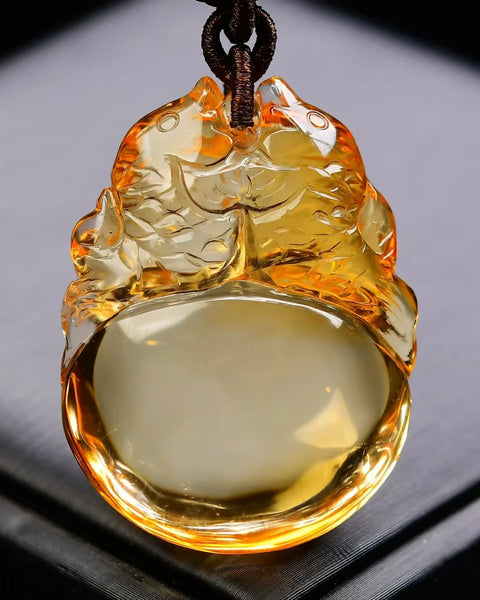 Yellow Citrine Fish Pendant-ToShay.org