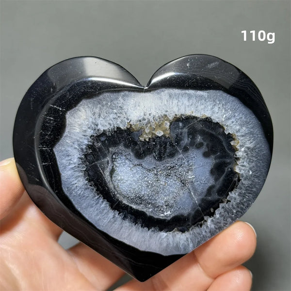 Black Agate Geode Heart-ToShay.org