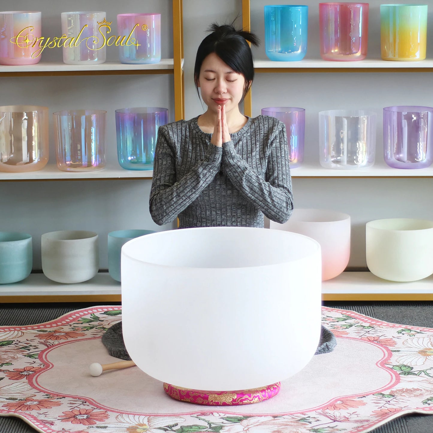Crystal Soul 22 Inch Customizable Large Crystal Bowl Meditation Interactive Sound Bath-ToShay.org