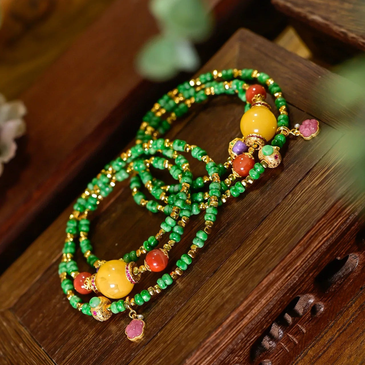 Green Jade Wrap Bracelet-ToShay.org