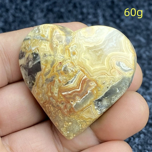 Yellow Crazy Agate Hearts-ToShay.org