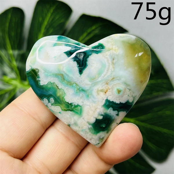 Green Flower Agate Heart-ToShay.org