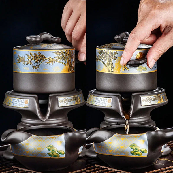 Black Ceramic Rotation Tea Sets-ToShay.org
