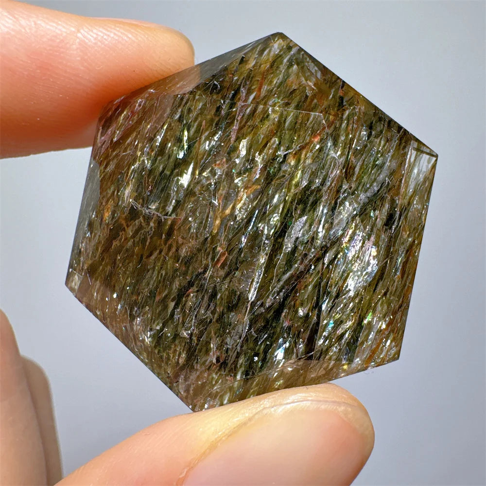 Green Tourmaline Rutile Hexagon-ToShay.org