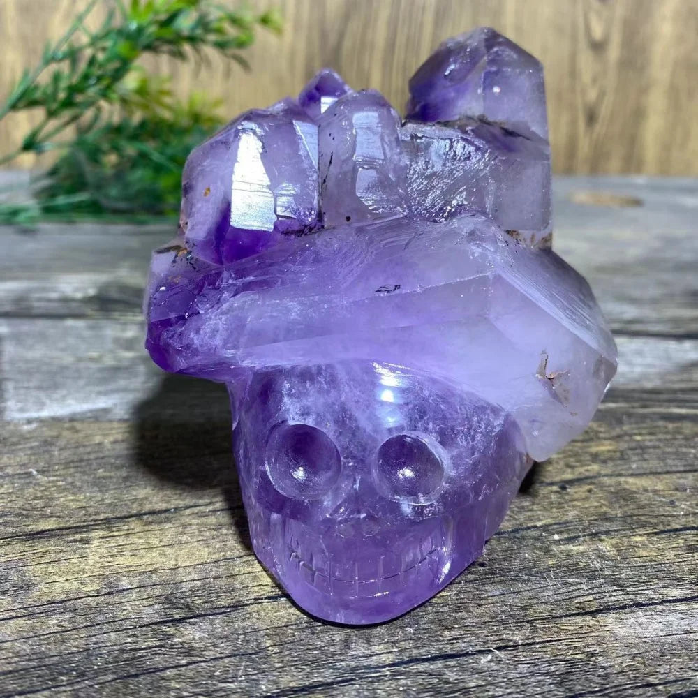 Purple Amethyst Cluster Skull-ToShay.org