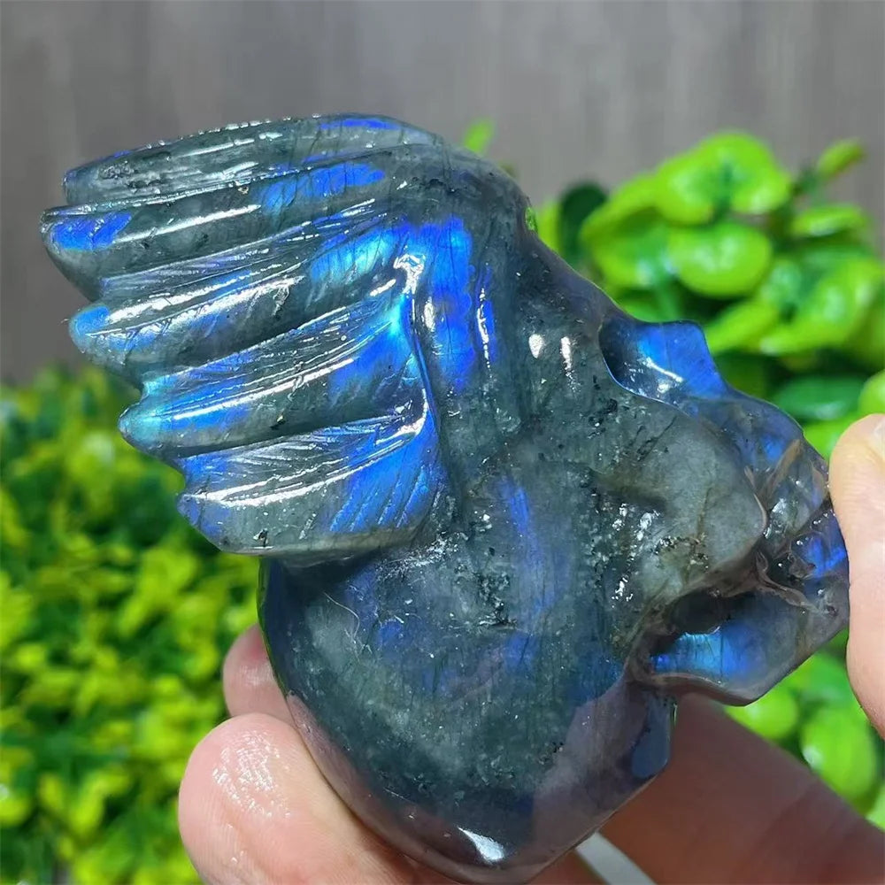 Blue Labradorite Feather Skull-ToShay.org