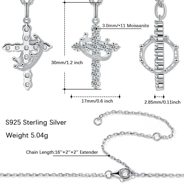 Silver Crystal Cross Pendant-ToShay.org