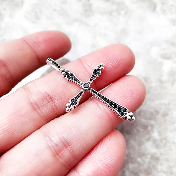 Silver Black Cross Pendant-ToShay.org