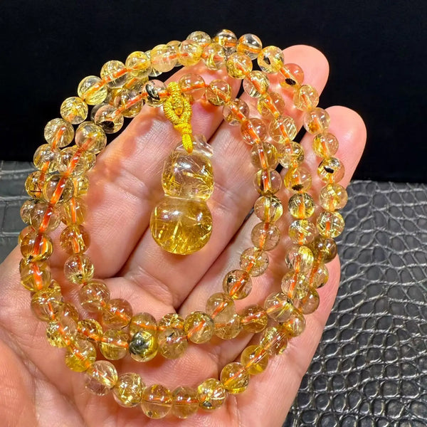 Gold Rutilated Quartz Wrap Bracelet-ToShay.org