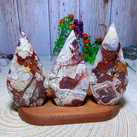 Red White Agate Druzy Flame-ToShay.org