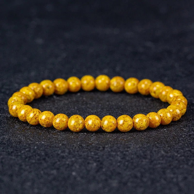 Yellow Cinnabar Bead Bracelet-ToShay.org