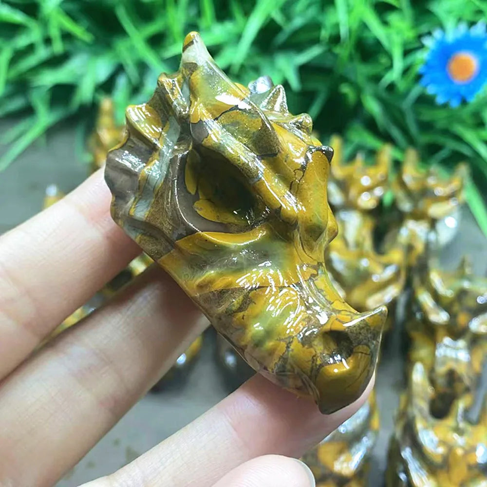 Yellow Quartz Dragon Skull-ToShay.org