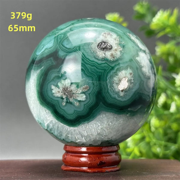 Green Cherry Blossom Agate Ball-ToShay.org