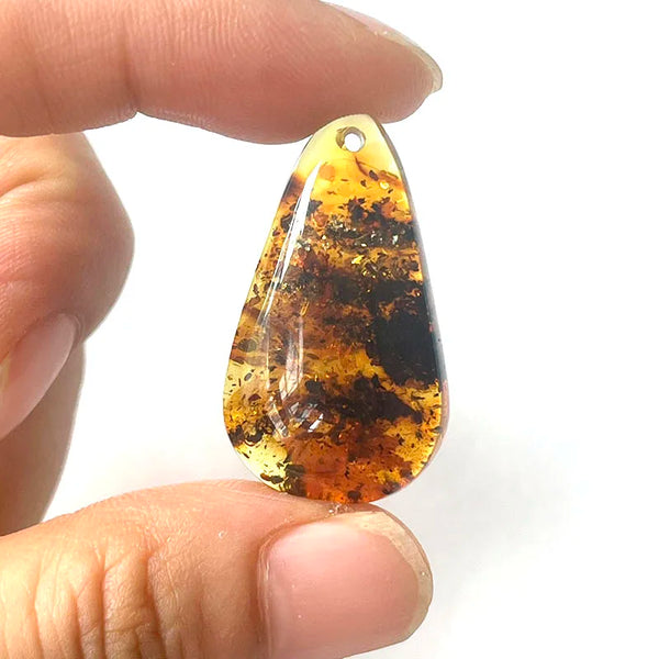 Yellow Piebald Amber Pendant-ToShay.org