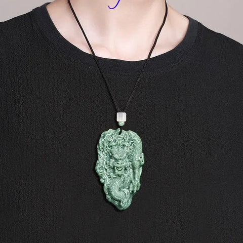 Green Jadeite Dragon Pendant-ToShay.org