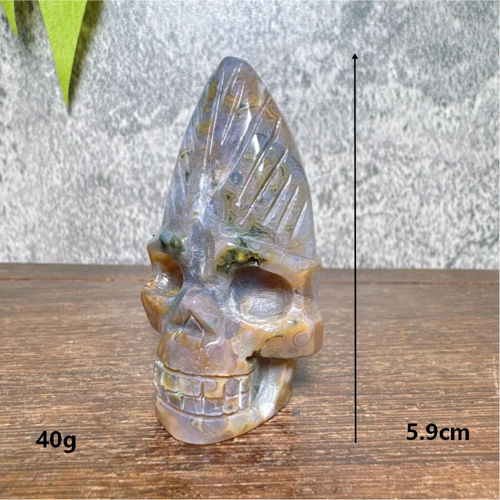 Ocean Jasper Feather Skull-ToShay.org